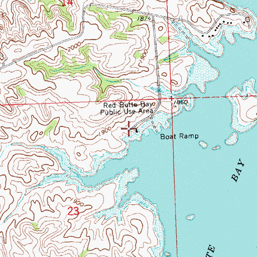 Topographic Map of Red Butte Bay Public Use Area, ND