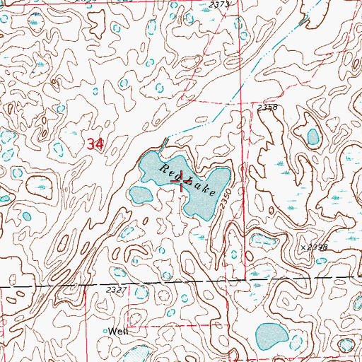 Topographic Map of Red Lake, ND