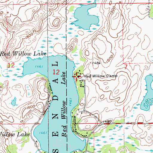 Topographic Map of Red Willow Camp, ND