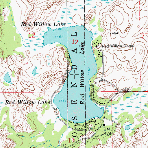 Topographic Map of Red Willow Lake, ND