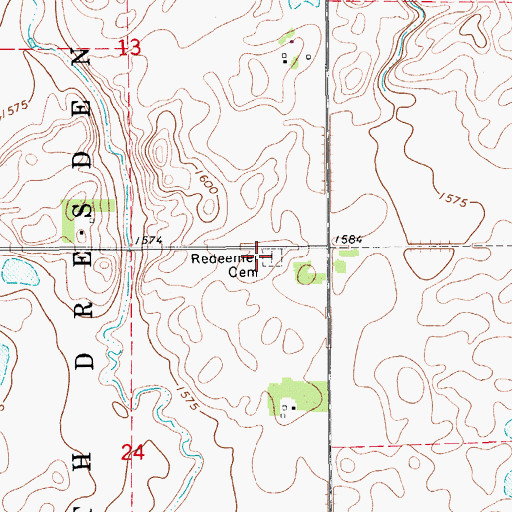 Topographic Map of Redeemer Cemetery, ND