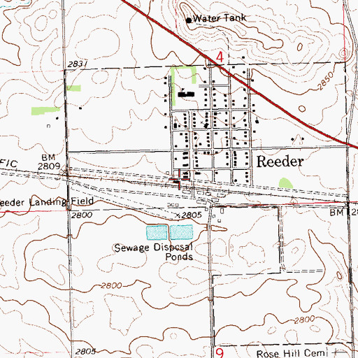 Topographic Map of Reeder, ND
