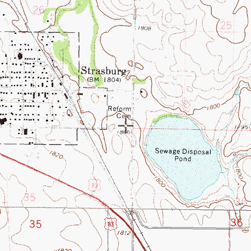 Topographic Map of Reform Cemetery, ND