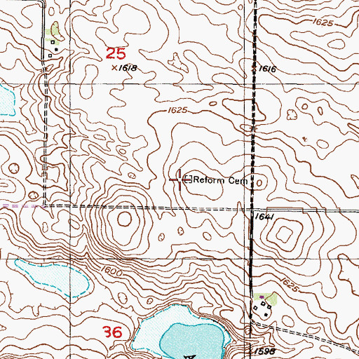 Topographic Map of Reform Cemetery, ND