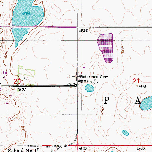 Topographic Map of Reformed Cemetery, ND