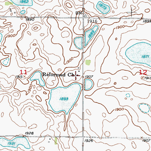 Topographic Map of Reformed Church, ND