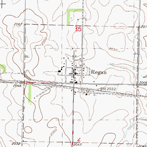 Topographic Map of Regan, ND