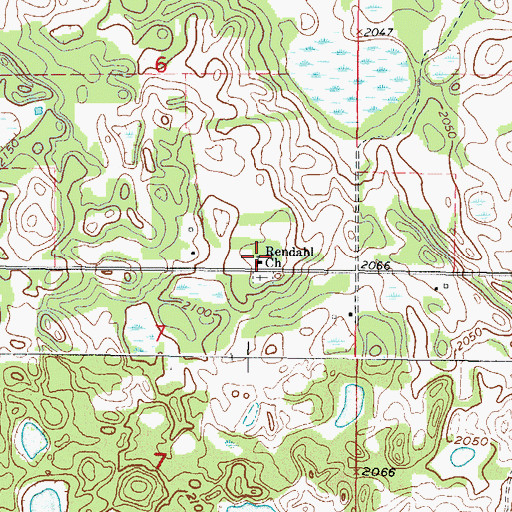 Topographic Map of Rendahl Church, ND