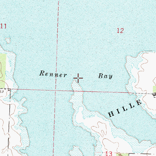 Topographic Map of Renner Bay, ND