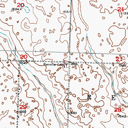 Topographic Map of Renville Cemetery, ND