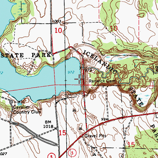 Topographic Map of Renwick Dam, ND