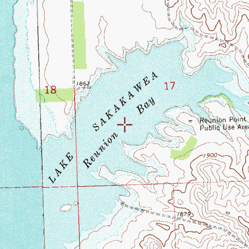 Topographic Map of Reunion Bay, ND