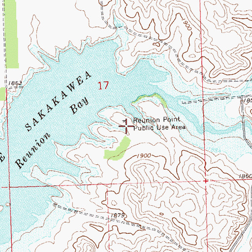 Topographic Map of Reunion Point Public Use Area, ND