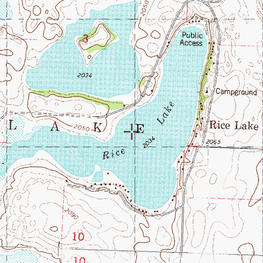 Topographic Map of Rice Lake, ND