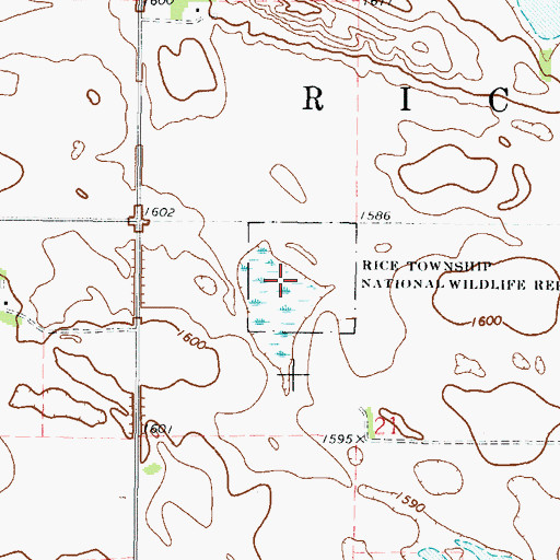 Topographic Map of Rice Township National Wildlife Refuge, ND