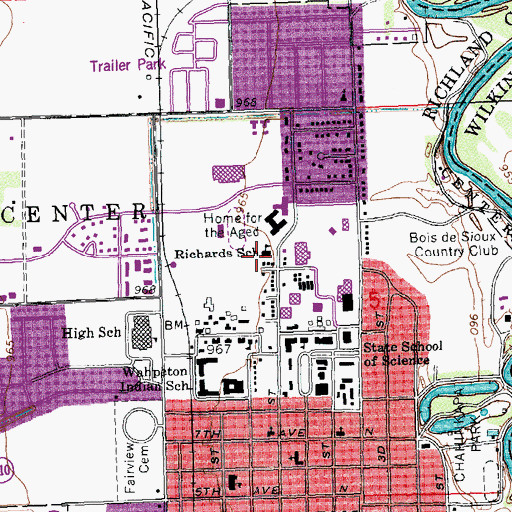 Topographic Map of Richards School, ND