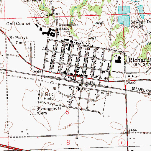 Topographic Map of Richardton, ND