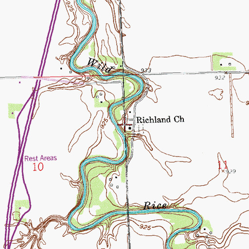 Topographic Map of Richland Church, ND