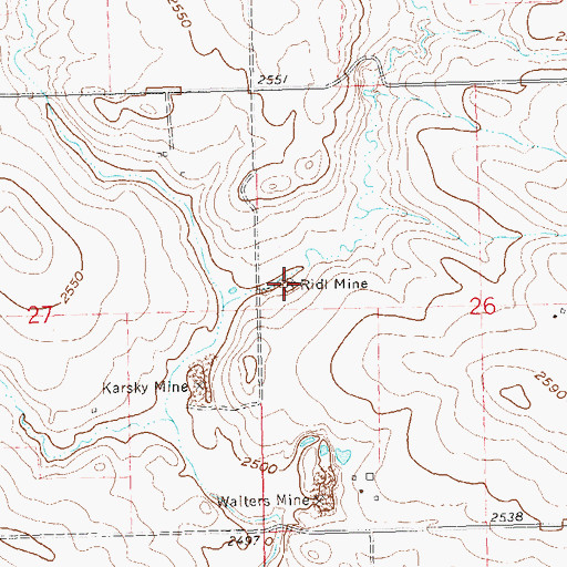 Topographic Map of Ridl Mine, ND