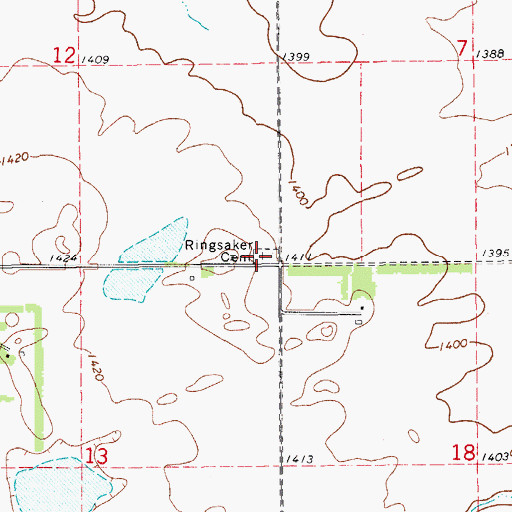 Topographic Map of Ringsaker Cemetery, ND