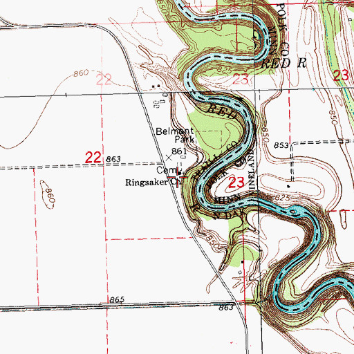 Topographic Map of Ringsaker Church, ND