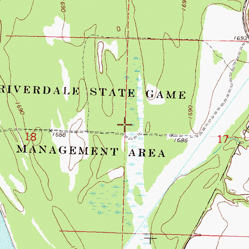 Topographic Map of Riverdale State Game Management Area, ND