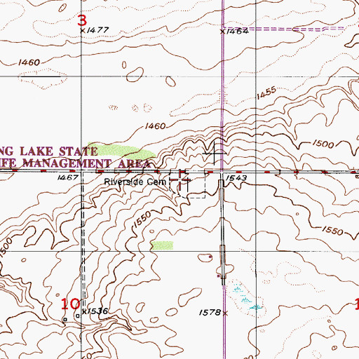 Topographic Map of Riverside Cemetery, ND