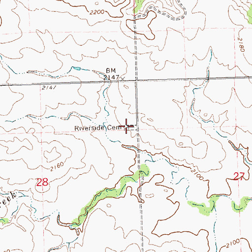 Topographic Map of Riverside Cemetery, ND