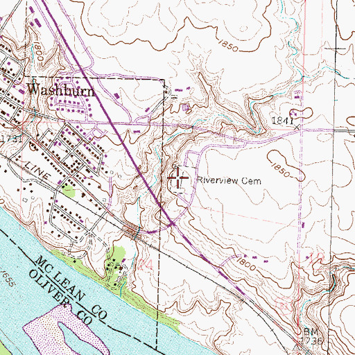 Topographic Map of Riverview Cemetery, ND
