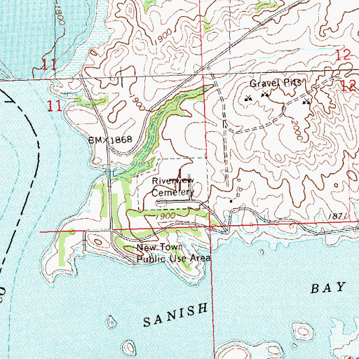 Topographic Map of Riverview Cemetery, ND