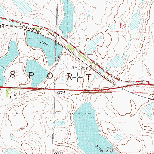Topographic Map of Roach Siding, ND