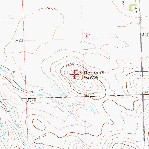 Topographic Map of Robbers Butte, ND