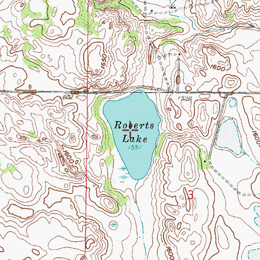 Topographic Map of Roberts Lake, ND