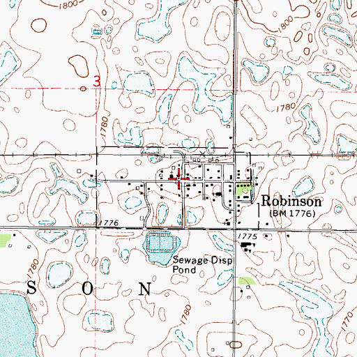 Topographic Map of Robinson, ND