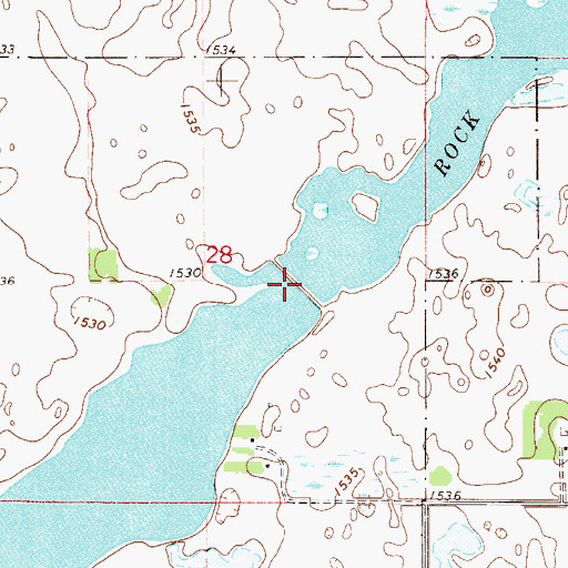 Topographic Map of Rock Lake, ND