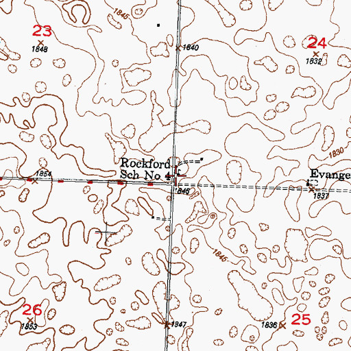 Topographic Map of Rockford School Number 4, ND