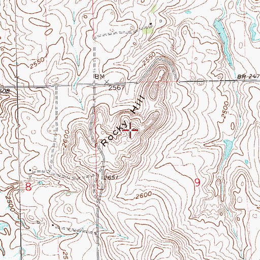 Topographic Map of Rocky Hill, ND