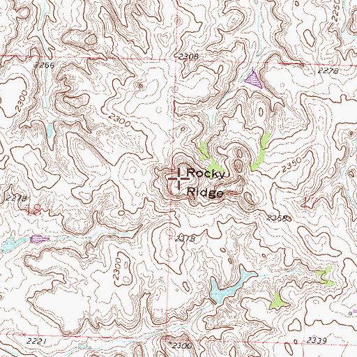 Topographic Map of Rocky Ridge, ND