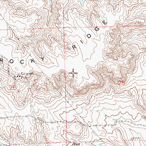 Topographic Map of Rocky Ridge, ND