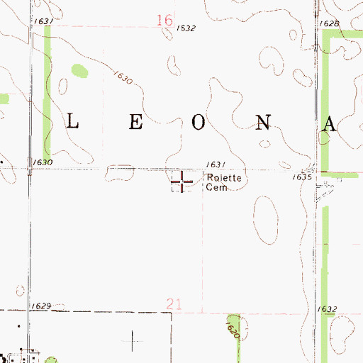 Topographic Map of Rolette Cemetery, ND