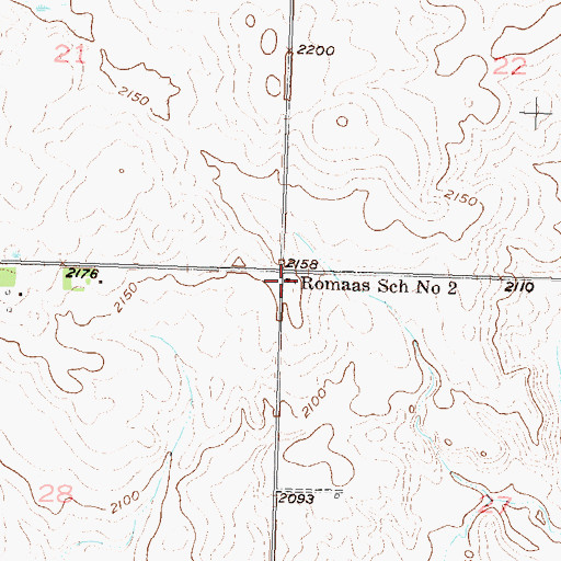 Topographic Map of Romaas School Number 2, ND