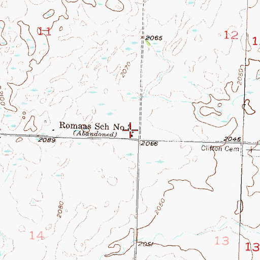 Topographic Map of Romaas School Number 3, ND