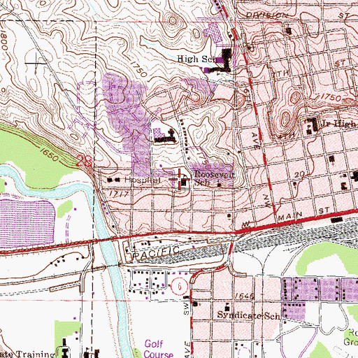 Topographic Map of Roosevelt Elementary School, ND