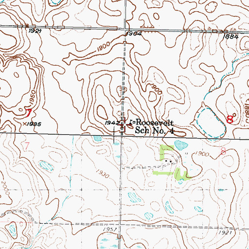 Topographic Map of Roosevelt School Number 4, ND