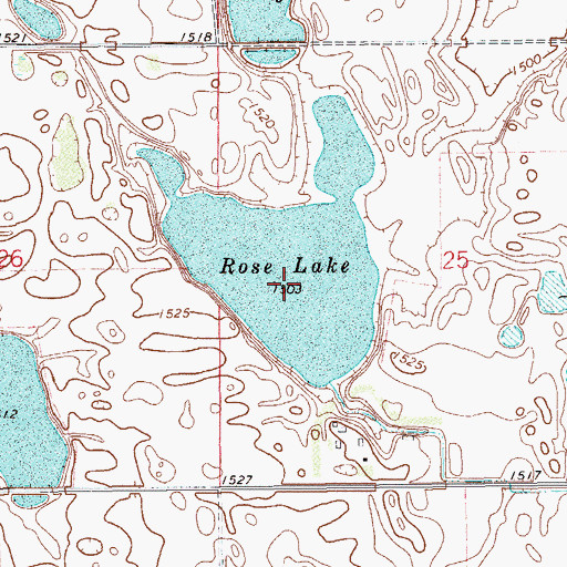 Topographic Map of Rose Lake, ND