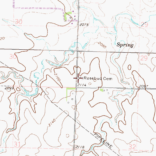 Topographic Map of Rosebud Cemetery, ND