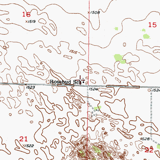 Topographic Map of Rosebud School, ND