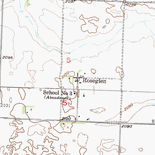 Topographic Map of Roseglen, ND