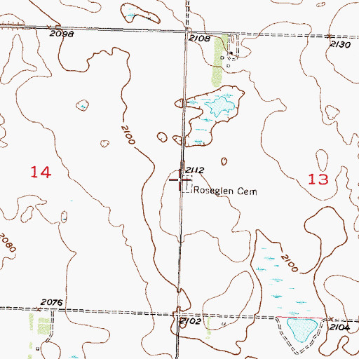 Topographic Map of Roseglen Cemetery, ND