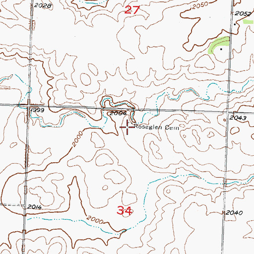 Topographic Map of Roseglen Cemetery, ND